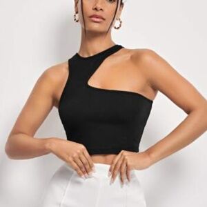 Garage Black One-Shoulder Crop Top